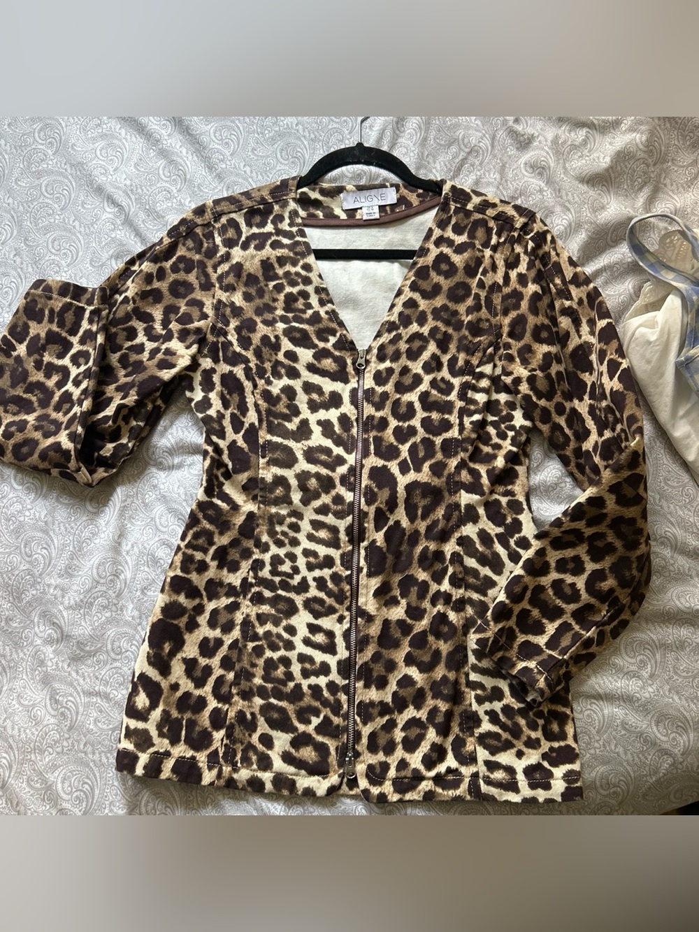 ALIGNE Leopard Print Zip-Front Jacket - Brown/Beige